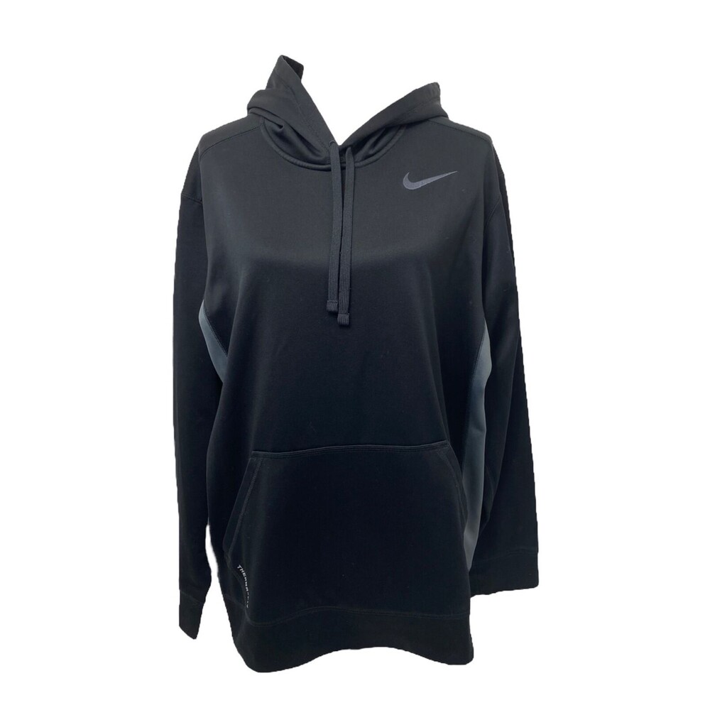 Nike Therma-Fit Men's Hoodie Black and Grey Fleece Lined Athletic Size Large